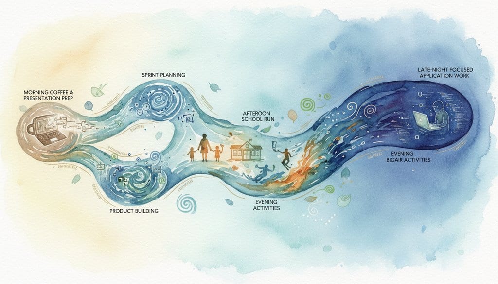 Tributaries of Time: A Day's Flowing Currents