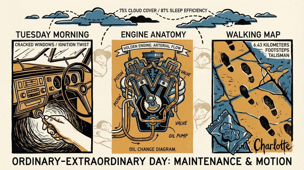 Engine, Walk, Rest: Tuesday's Triptych